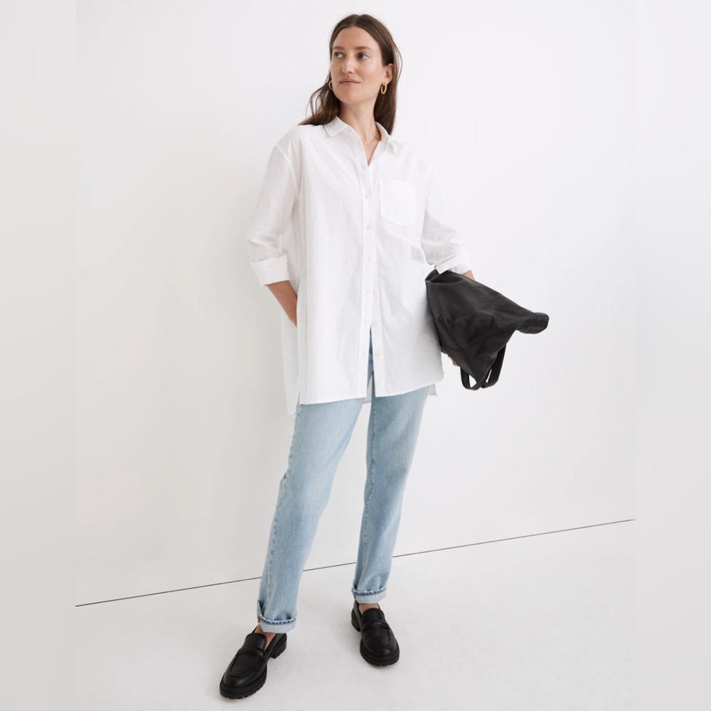 Madewell Oversized Ex-Boyfriend Tunic Shirt NG910 XS White